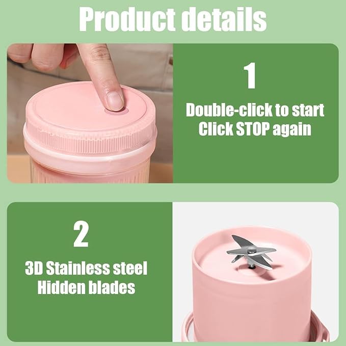 Portable Fresh Juice Blender – USB Rechargeable, Lightweight & Easy to Clean